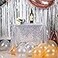JYFLZQ Silver Sequin Tablecloth 50 x 50 Small Square Sparkly Table Cloths Glitter Table Cover Overlay for Wedding Birthday Party Baby Bridal Shower