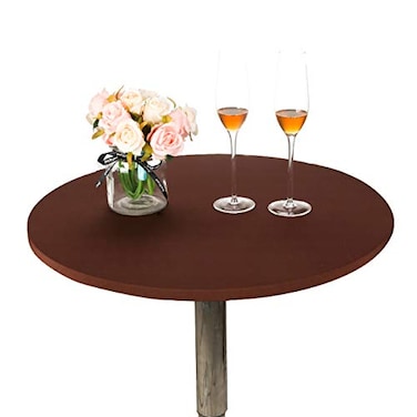 JISEN Cocktail Spandex Round Tablecloth Fitted Stretchable Table Cap 24 Inch ABrown