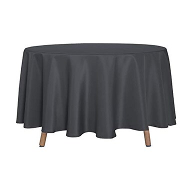 sancua Round Tablecloth 90 Inch Water Resistant Spill Proof Washable Polyester Table Cloth Decorative Fabric Table Cover for Dining Tables Buffet Parties and Camping Grey