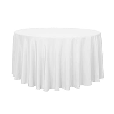 sancua Round Tablecloth 120 Inch Water Resistant Spill Proof Washable Polyester Table Cloth Decorative Fabric Table Cover for Dining Tables Buffet Parties and Camping White