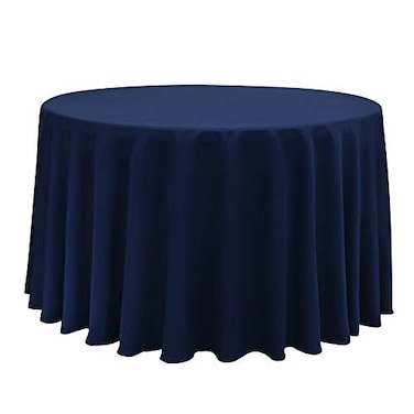 Obstal 210GSM Round Table Cloth OilProof SpillProof and Water Resistance Microfiber Tablecloth Decorative Fabric Circular Table Cover for Outdoor and Indoor Use Navy Blue 108 Inch Diameter