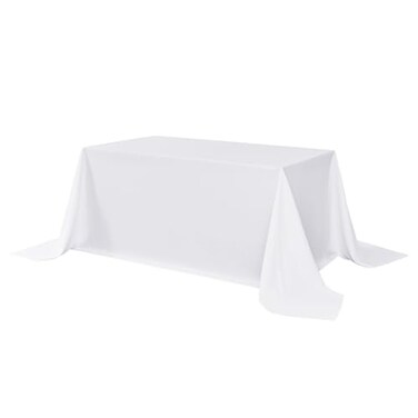 sancua Rectangle Tablecloth 90 x 132 Inch Water Resistant Spill Proof Washable Polyester Table Cloth Decorative Fabric Table Cover for Dining Tables Buffet Parties and Camping White