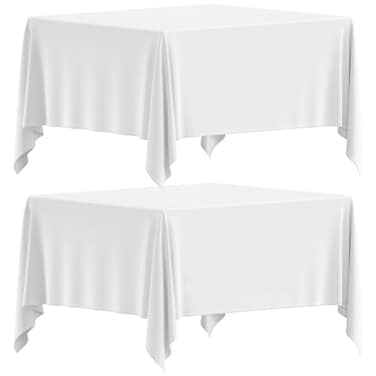 Wealuxe White Square Tablecloth 85 x 85 Inch 200GSM Set of 2 Extra Soft Square Tablecloths Stain and WrinkleResistant Machine Washable Card Table Tablecloth Square for Any Occasion Premium Quality