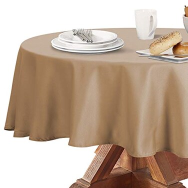 Obstal 210GSM Round Table Cloth Water Resistance Microfiber Tablecloth Decorative Fabric Circular Table Cover for Outdoor and Indoor Use Coffee 70 Inch Diameter