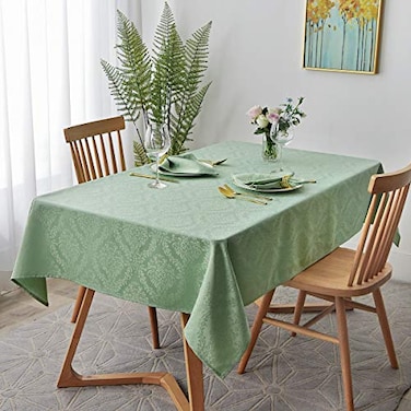 maxmill Jacquard Tablecloth Damask Design Water Resistance Antiwrinkle Heavy Weight Soft Table Cloth for Buffet Banquet Parties Event Holiday Dinner Rectangle 60 x 84 Inch Taupe