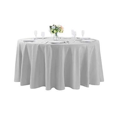 Cupuamon 120 inch Round Tablecloth Washable Polyester Table Cloth Decorative Table Cover for Wedding Party Dining Banquet120 inchSilver