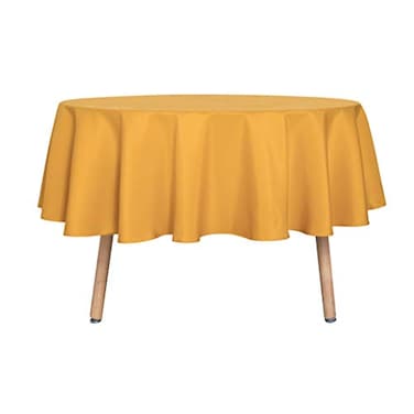 sancua Round Tablecloth 70 Inch Water Resistant Spill Proof Washable Polyester Table Cloth Decorative Fabric Table Cover for Dining Tables Buffet Parties and Camping Gold