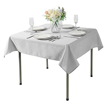 Cupuamon Square Tablecloth 52x52 inch Washable Polyester Fabric Table Cloth for Wedding Party Dining Banquet Decoration52x52Silver