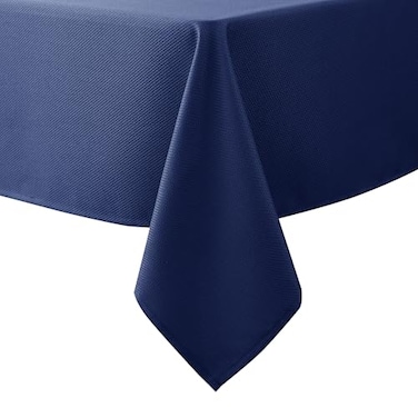 Biscaynebay Textured Fabric Tablecloths 60x108 Inches Rectangular Navy Water Resistant Tablecloths for Dining Kitchen Wedding and Parties etc Machine Washable