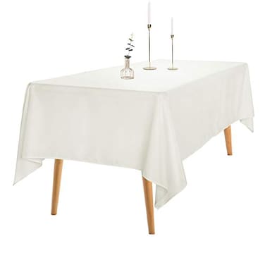 Ascoza 2pack 60x102 Inch Ivory Rectangular Tablecloth 6 Feet Table Cloth in Polyester Fabric for WeddingBanquetRestaurantParties