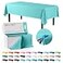 Party Solids 54 Inch X 100 Feet Aqua Plastic Table Cover Roll in A Cut to Size Box with Convenient Slide Cutter Cuts Up to 12 Rectangle 8 Feet Plastic Disposable Tablecloths