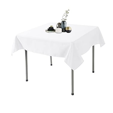 Ascoza 2pack 70x70 Inch White Square in Polyester Fabric Tablecloth for WeddingBanquetRestaurant and Parties
