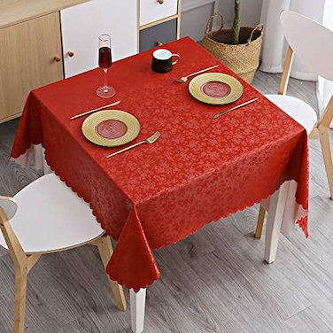 Smiry Square Table Cloth Waterproof Heavy Duty Vinyl Tablecloths Wipeable Washable Table Cover for Kitchen and Dining Room Red 54 X 54