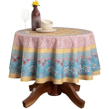 Maison d' Maison d Hermine Table Cloth Round Table 100 Cotton 63 Round Inches Tablecloth Reusable Decorative for Dining Kitchen Room Farmhouse Party Home Hotel Restaurant Spring Summer Marquise
