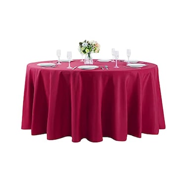 Cupuamon 120 inch Round Tablecloth Washable Polyester Table Cloth Decorative Table Cover for Wedding Party Dining Banquet120 inchBurgundy