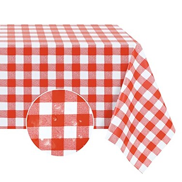 Romanstile Rectangle Vinyl Tablecloth 100 Waterproof Buffalo Gingham Plastic Table Cloth Heavy Duty Wipeable Checkered Table Covers for Outdoor Camping Picnic Patio 54 x 78 Red and White