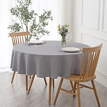 maxmill Round Textured Tablecloth SpillProof Wrinkle Free Soft Jacquard Table Cloth for Circular Table Cover for Dining Room Buffet Banquet Parties Holiday Dinner 70 Inch Light Grey