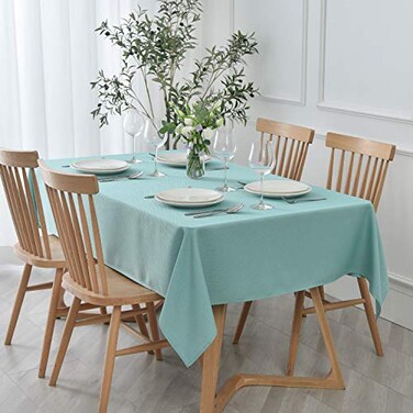 maxmill Textured Tablecloth Stain Resistant Waterproof and Wrinkle Resistant Washable Table Cloth Fabric Table Cover for Dining Room and Outdoor Use Rectangle 60 x 120 Inch Turquoise