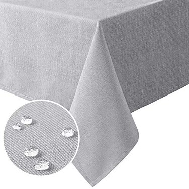 H.VERSAILTEX HVERSAILTEX Linen Textured Table Cloths 60 x 84 Inch Premium Solid Tablecloth SpillProof Waterproof Table Cover for Dining Buffet Feature Extra Soft and Thick Fabric Wrinkle Free Grey