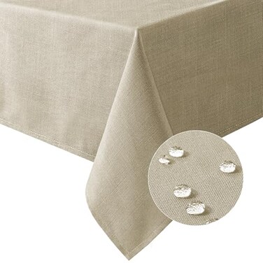 H.VERSAILTEX HVERSAILTEX Linen Textured Table Cloths 54 x 54 Inch Premium Solid Tablecloth SpillProof Waterproof Table Cover for Dining Buffet Feature Extra Soft and Thick Fabric Wrinkle Free Taupe
