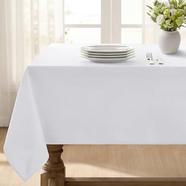 Softalker Rectangle Tablecloth Waterproof Table Cloths Wrinkle Free Fabric Washable Polyester Table Cover for Dining Tables Party Outdoor Camping Parties Buffet 60 x 102 inch White
