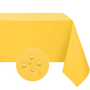 Softalker Rectangle Tablecloth Waterproof Table Cloths Wrinkle Free Fabric Washable Polyester Table Cover for Dining Tables Party Outdoor Camping Parties Buffet 60 x 120 inch Yellow