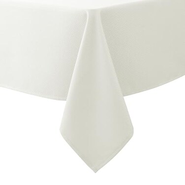 Biscaynebay Textured Fabric Tablecloths 70x108 Inches Rectangular Ivory Water Resistant Tablecloths for Dining Kitchen Wedding Parties etc Machine Washable