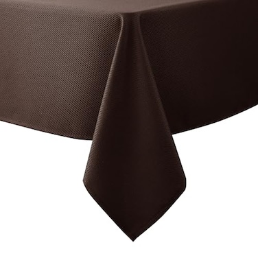 Biscaynebay Textured Fabric Tablecloths 52x70 Inches Rectangular Brown Water Resistant Tablecloths for Dining Kitchen Wedding and Parties etc Machine Washable