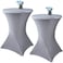 Fhberni 2 Pack 32x43 Inch Grey Cocktail Tablecloth Spandex Round Fitted Table Cover for Wedding Banquet Event Party