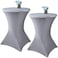 Fhberni 2 Pack 32x43 Inch Grey Cocktail Tablecloth Spandex Round Fitted Table Cover for Wedding Banquet Event Party
