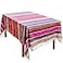 Hxezoc 59 x 84 Inch Mexican Blanket Striped Tablecloth Large Square Fringe Cotton Mexican Serape Tablecloth for Mexican Party Wedding Decorations Outdoor Table Cover Pink