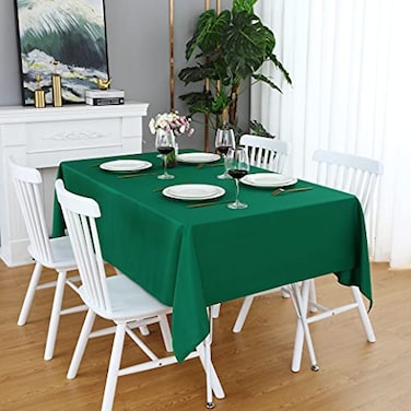 FOLINS&amp;HOME FOLINSHOME Green Rectangle Tablecloth 60 x 84 Wrinkle Free Waterproof Polyester Table Cloths Spillproof Heavy Duty and Washable Table Cover for Party Indoor and OutdoorOblongRectangular