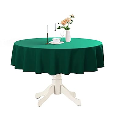 Romanstile Round Waterproof Tablecloth Stain Resistant Washable Table Cloths Wrinkle Free Polyester Table Covers for Kitchen Dining Party Wedding Indoor and Outdoor Green 48 Inch