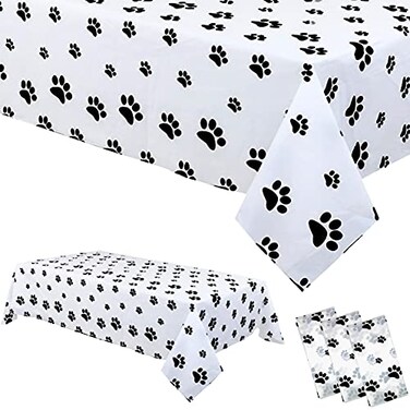 Amorezz 3 Pack Plastic Puppy Paw Patrol Print Tablecloth Large Size Disposable Rectangular Table Covers for Dog Themed Birthday Party Supplies Dog Lover Dining Room Kitchen Decor 2ML