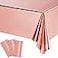 Tatuo 3 Pieces Foil Party Rectangular Table Covers Table Cloth 54 x 108 Inch Shiny Plastic Waterproof Tablecloth Party Desk Cover for Wedding Anniversary Engagement Rose Gold