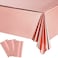 Tatuo 3 Pieces Foil Party Rectangular Table Covers Table Cloth 54 x 108 Inch Shiny Plastic Waterproof Tablecloth Party Desk Cover for Wedding Anniversary Engagement Rose Gold