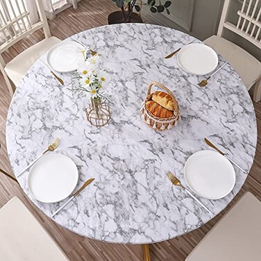 Walrus Round Vinyl Fitted Tablecloth with Flannel Backing Elastic Edge Design Table Cover Waterproof OilProof PVC Table Cloth StainResistant Best for 3744 Round