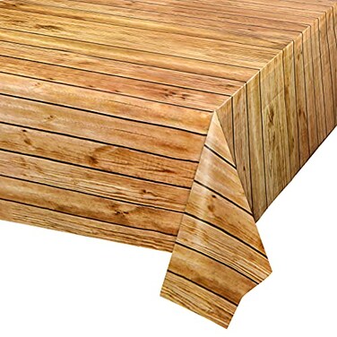 PHOGARY 3PCS Wood Grain Tablecover Wood Print Tablecloth Rectangular Table Covers for Rustic Wedding Baby Shower Dcoration Disposable Plastic Rectangular Table Cloth