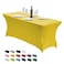 CWK 4FT Waterproof Stretch Spandex Table Cover for Rectangular Tables Elastic Fitted Tablecloth for Folding TablesWrinkle Resistant Table Cloth for Parties Weddings Banquets Events Yellow
