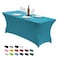 CWK 4FT Waterproof Stretch Spandex Table Cover for Rectangular Tables Elastic Fitted Tablecloth for Folding TablesWrinkle Resistant Table Cloth for Parties Weddings Banquets Events Teal