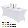 CWK 4FT Waterproof Stretch Spandex Table Cover for Rectangular Tables Elastic Fitted Tablecloth for Folding TablesWrinkle Resistant Table Cloth for Parties Weddings Banquets Events White