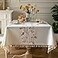 Oubonun Tablecloths for Rectangle Tables Cotton Linen Waterproof Farmhouse Table Cloth with Boho Tassels Wrinkle Free Wipeable Washable for Kitchen Dining 55x70 46 Seats