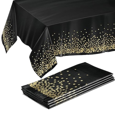 Prestee Rose Gold Plastic Table Cloth Disposable 4 Pack 54x108 Inch Rectangle Tablecloths for Wedding and Party HeavyDuty Waterproof Table Covers Pink and Gold for Birthday or Fine Dining