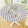 Smiry Round Picnic Tablecloth Elastic Waterproof Fitted Vinyl Tablecloths for 3644 Tables Flannel Backed Buffalo Plaid Table Cover for Dining Camping Outdoor White and Grey