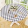 Smiry Round Picnic Tablecloth Elastic Waterproof Fitted Vinyl Tablecloths for 3644 Tables Flannel Backed Buffalo Plaid Table Cover for Dining Camping Outdoor White and Grey