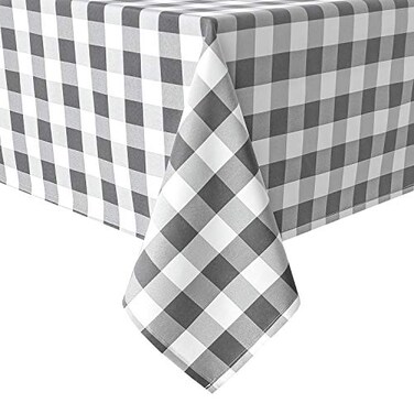 Hiasan Checkered Rectangle Tablecloth Stain Resistant Waterproof and Wrinkle Resistant Washable Table Cloth for Dining Room 52 x 70 Inch Grey and White Gingham Pattern