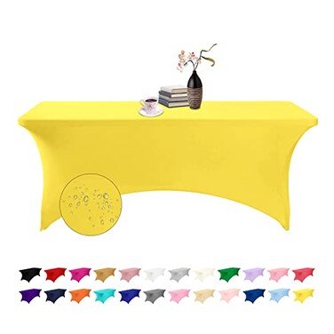 eccwai Spandex 6ft Waterproof Table Cover for PartyWedding Banquet and EventsYellow