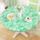 misaya Round Fitted Tablecloth with Elastic Edge 100 Waterproof Oil Proof Plastic Table Cover Vinyl Flannel Backed Tablecloth Fits 3644 Round Tables for Dinner Outdoor Picnic Green Daisy