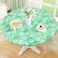 misaya Round Fitted Tablecloth with Elastic Edge 100 Waterproof Oil Proof Plastic Table Cover Vinyl Flannel Backed Tablecloth Fits 3644 Round Tables for Dinner Outdoor Picnic Green Daisy