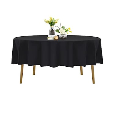Bailarina 90 Inch Stain and Wrinkle Resistant Washable Polyester Table Cloth Decorative Table Cloth for Dining Table Buffet Parties and WeddingBlack